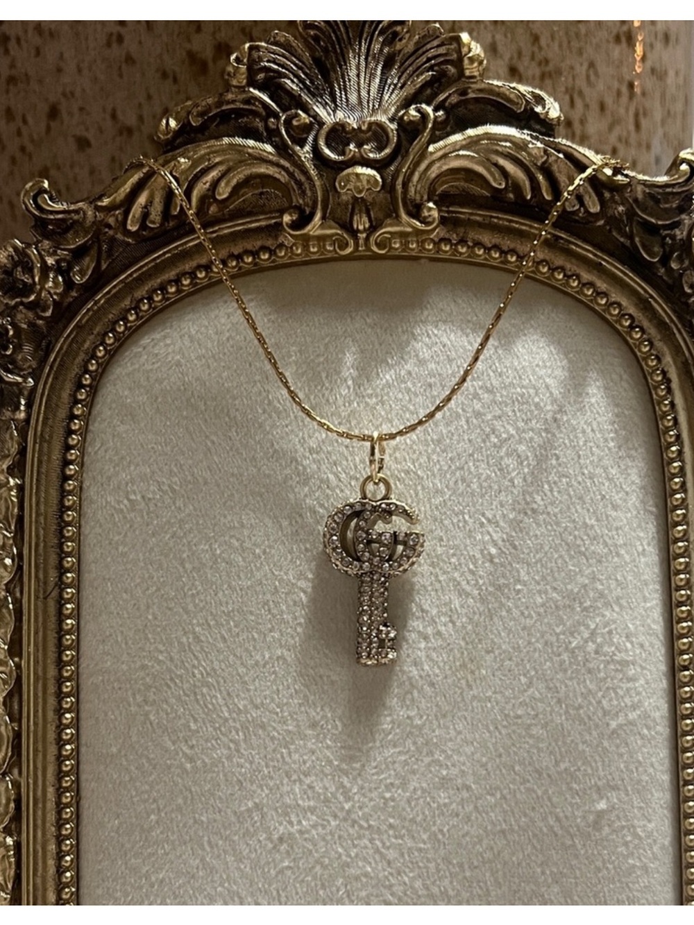 Gucci vintage Gold Crystal Key Charm